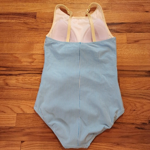 Lands End Turquoise/Red/Yellow Striped One Piece Swimsuit 10 - Picture 4 of 4